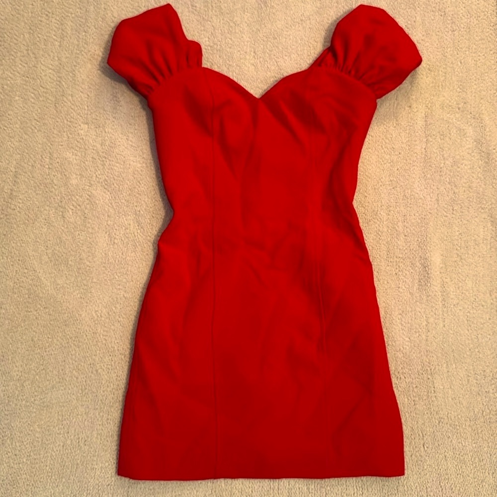 ZARA Red Off-Shoulder Sweetheart Mini Dress NWT - Size: XS